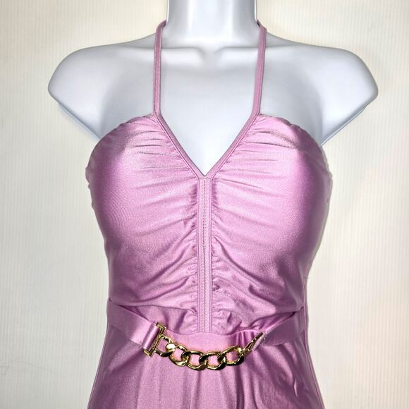 L'Agence Leila Halter One Piece Swimsuit in Lilac Gold Chain Underwire S NEW - Picture 8 of 9